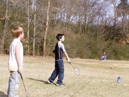 After lunch, a little Badminton