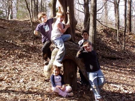 After Badminton, hiking down the Trail of Trees