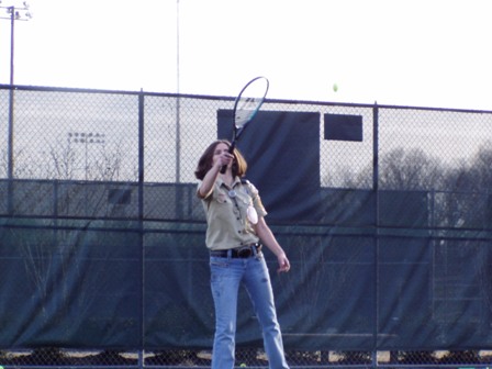 Mrs Elizabeth returns the serve.